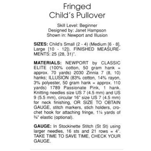 New Classic Elite Yarns 868 A Natural Progression Sweater Knitting Pattern - Picture 4 of 5